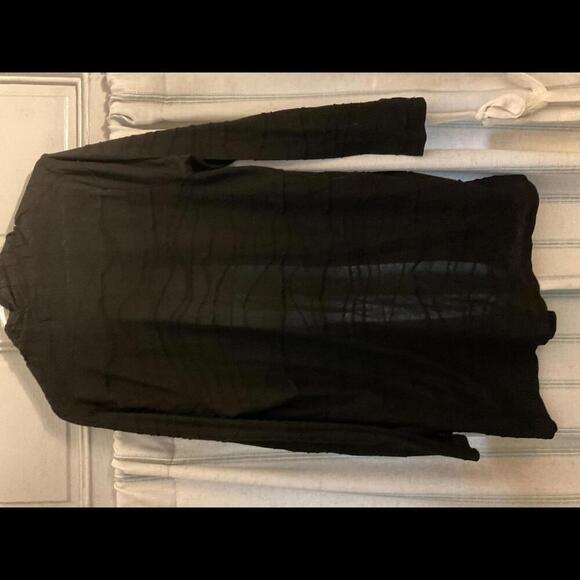 August Silk Options Textured Black Long Open Cardigan Size Large - Picture 6 of 7